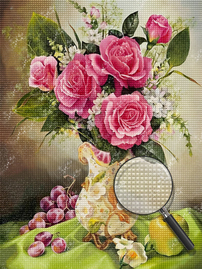 Rosenstrauß und Obst Diamond Painting