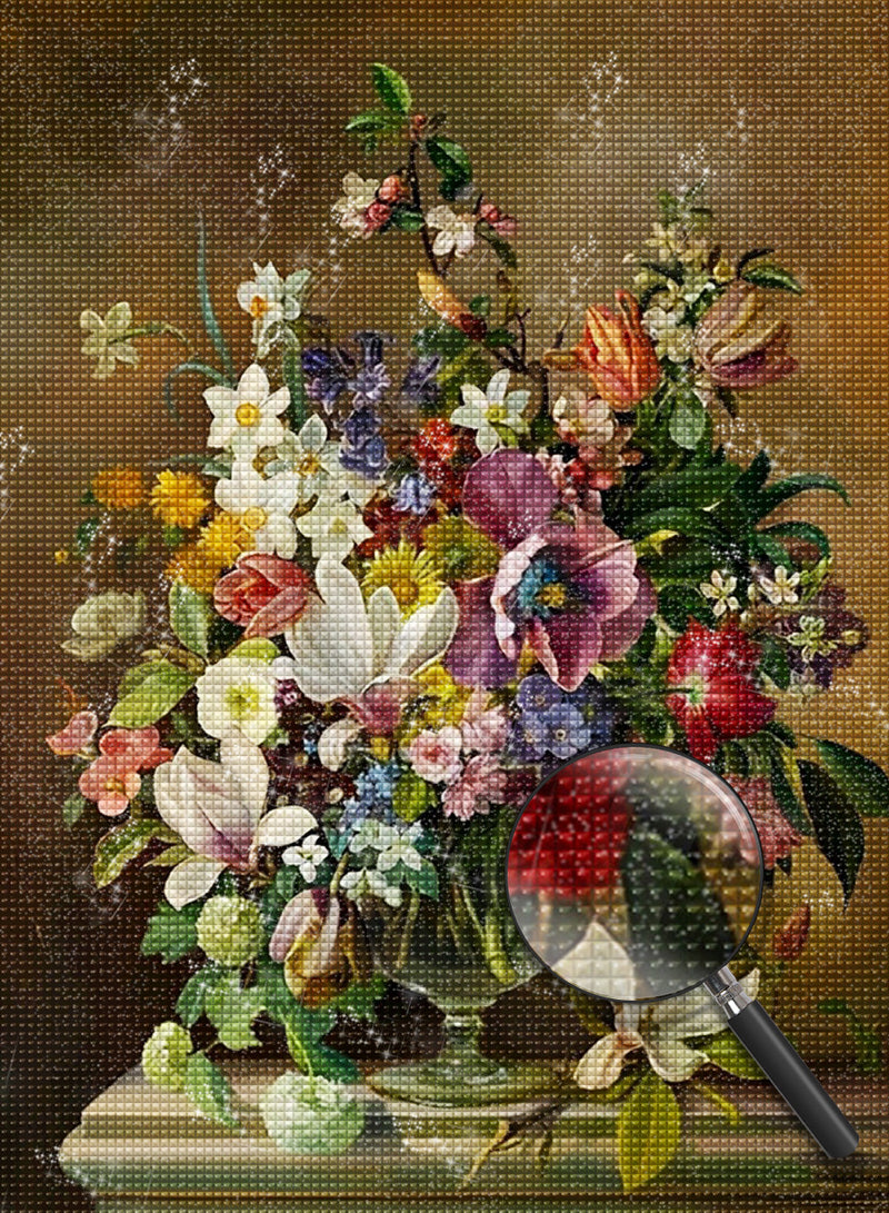 Blumenstrauß in der Glasflasche Diamond Painting