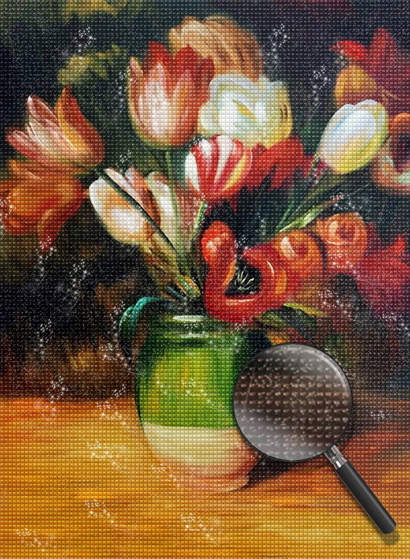 Tulpen in der grünen Vase Diamond Painting