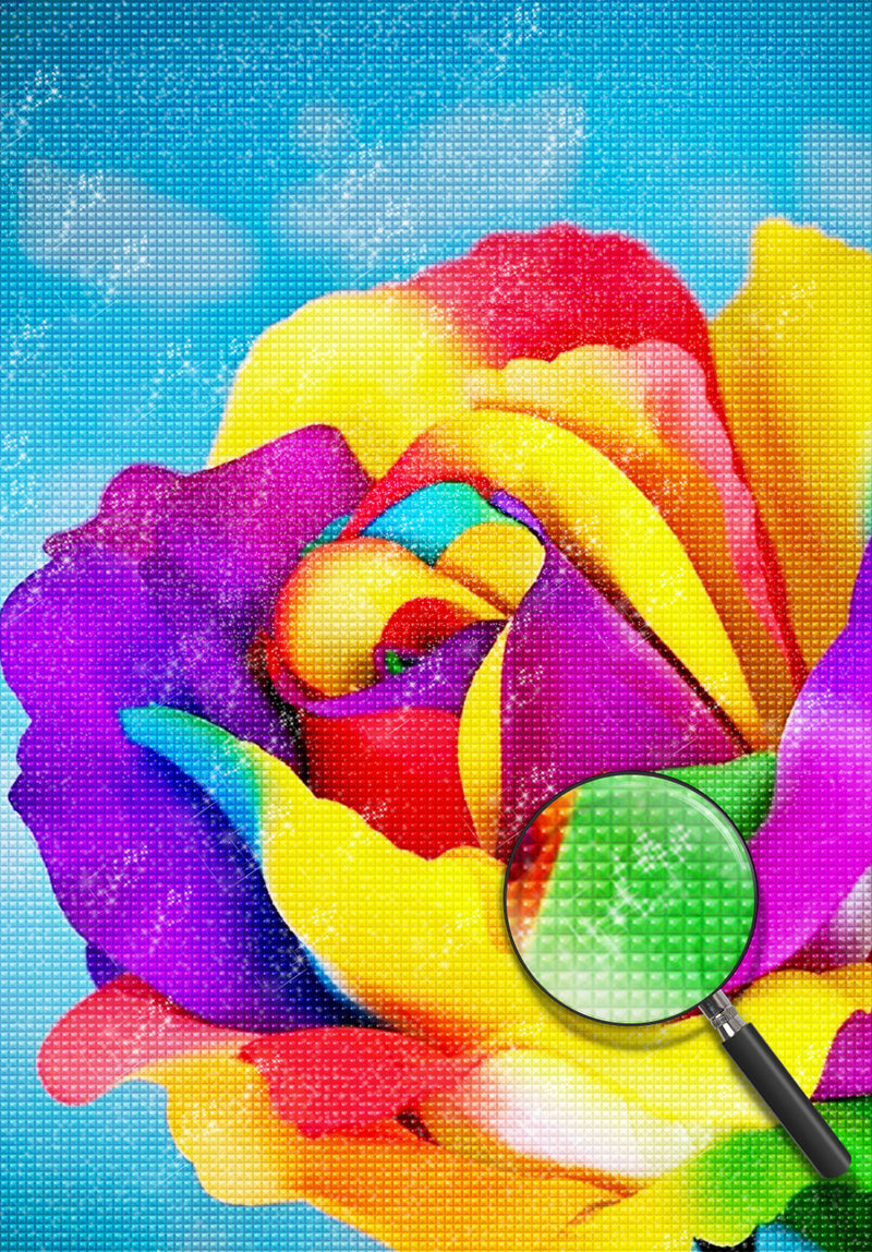 Regenbogen-Rose Diamond Painting