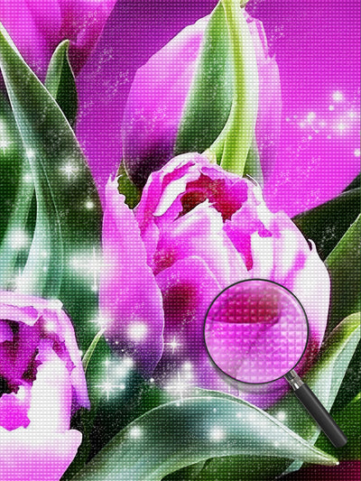 Glänzende rosa Tulpe Diamond Painting