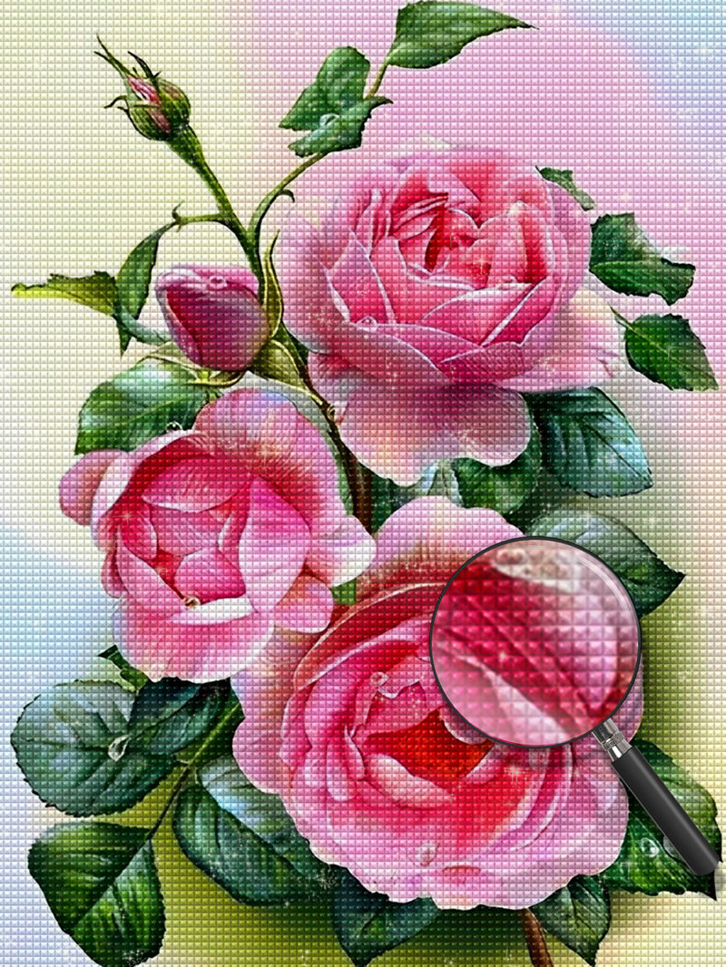 Drei rosa Rosen Diamond Painting