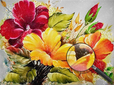 Hibisken und Knospen Diamond Painting