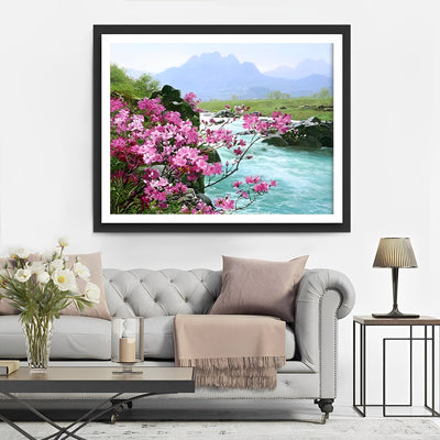 Blumen am Fluss Diamond Painting