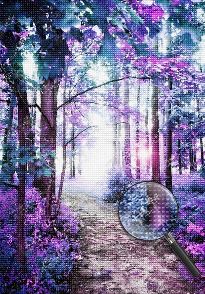 Pfad im lila Wald Diamond Painting