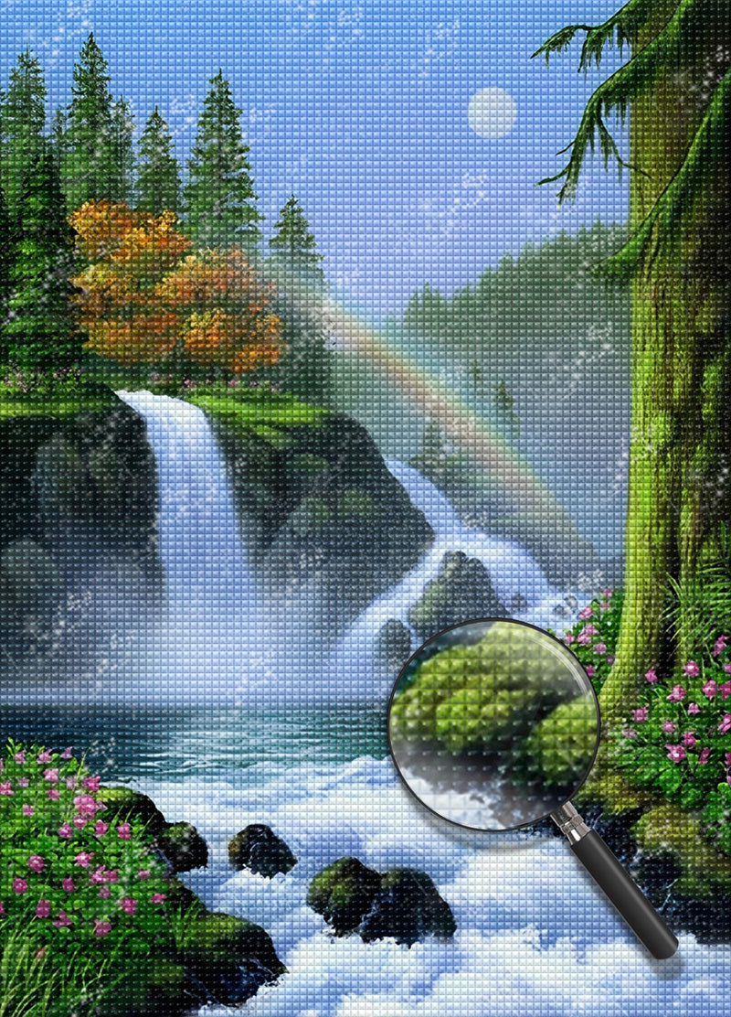 Regenbogen und Wasserfall im Sommer Diamond Painting