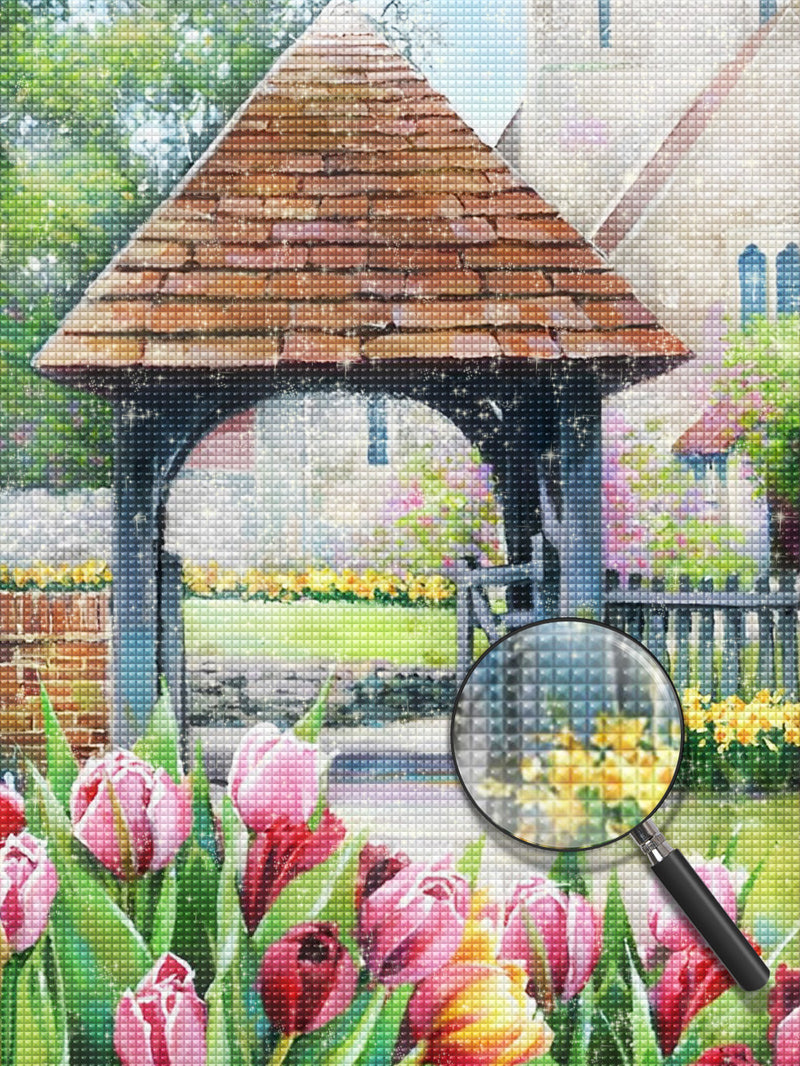 Tulpen Garten Tor Diamond Painting