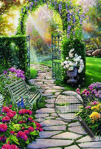 Pfad und Arkade im Garten Diamond Painting