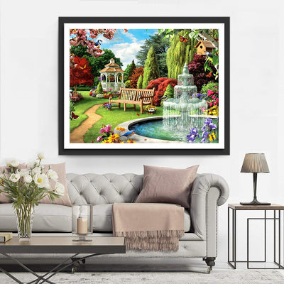 Brunnen im Garten Diamond Painting