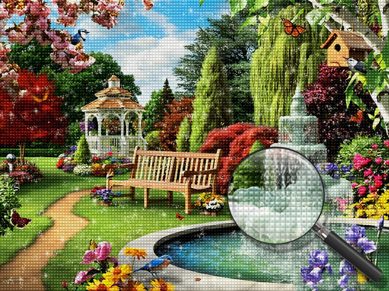 Brunnen im Garten Diamond Painting