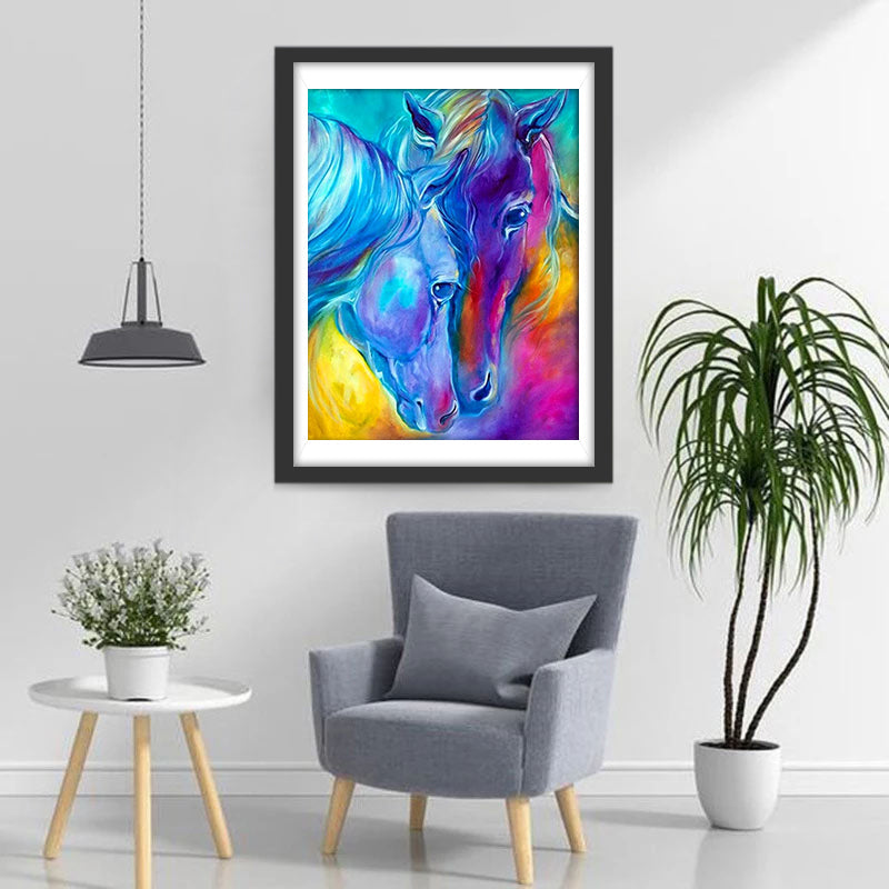 Regenbogen-Pferdpaar Diamond Painting