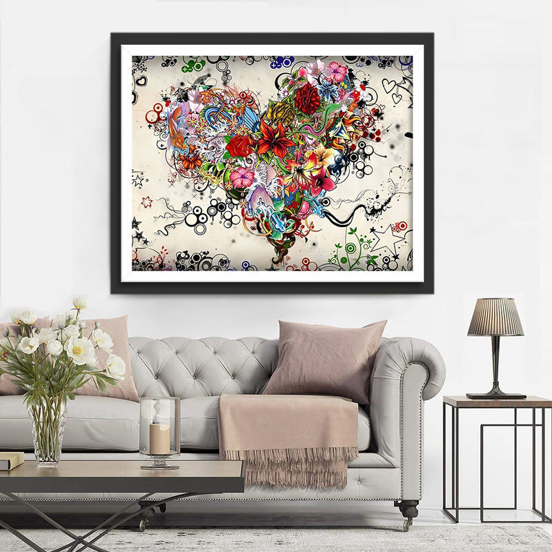 Liebe Herz Blumen Diamond Painting