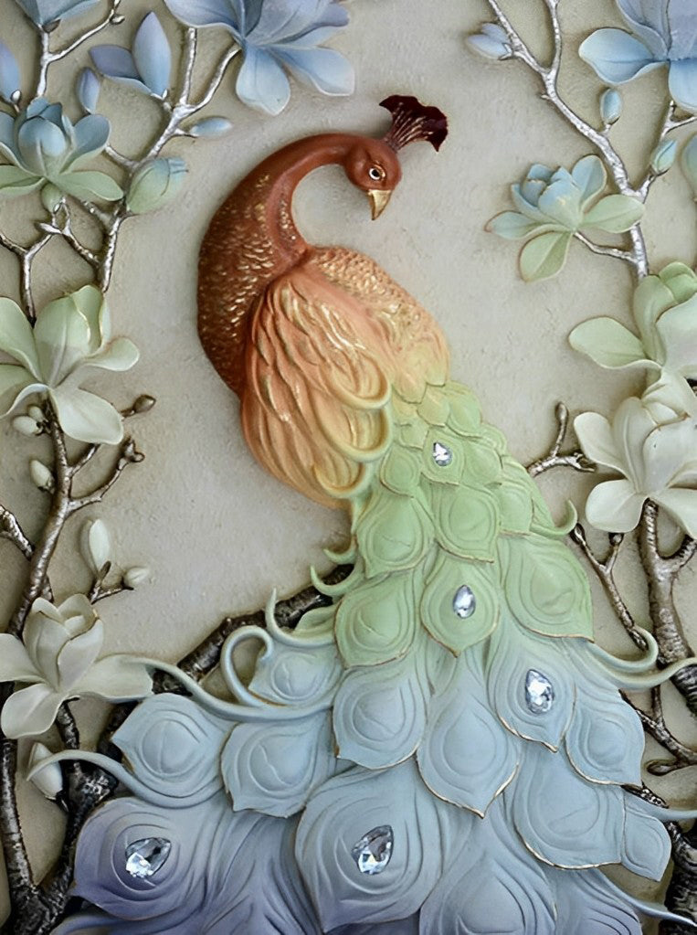 Pfau Magnolien Diamanten Diamond Painting