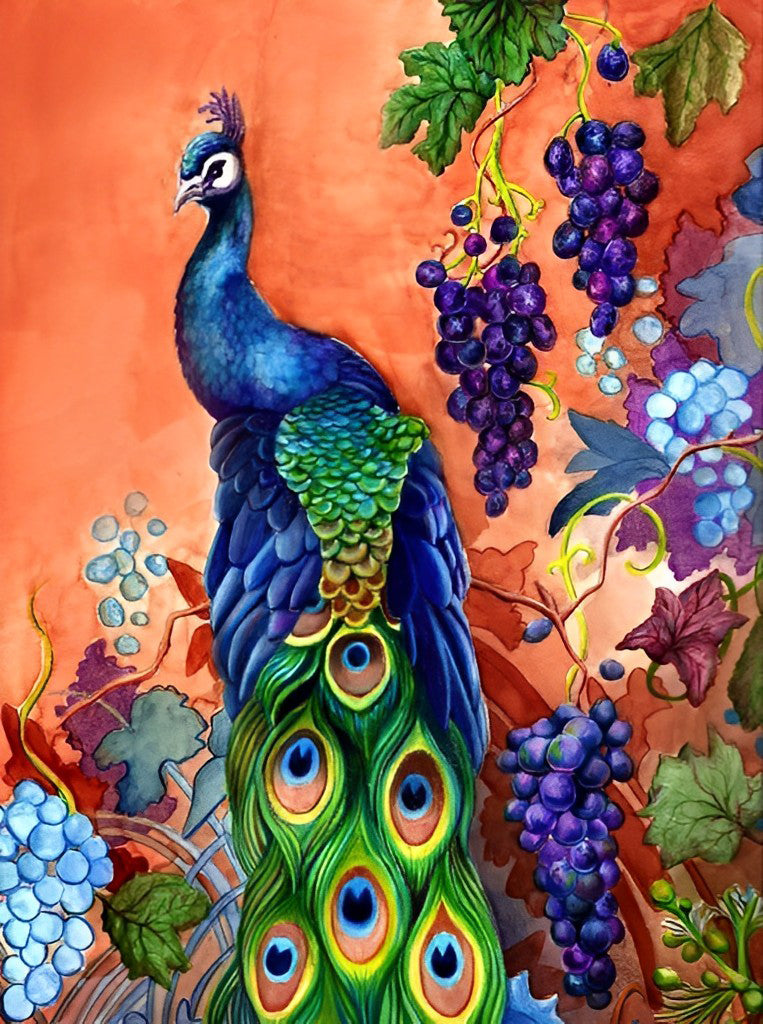 Pfau und Trauben Diamond Painting