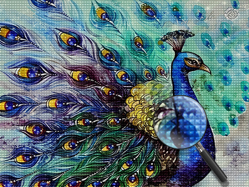 Blau-grüner Pfau Diamond Painting