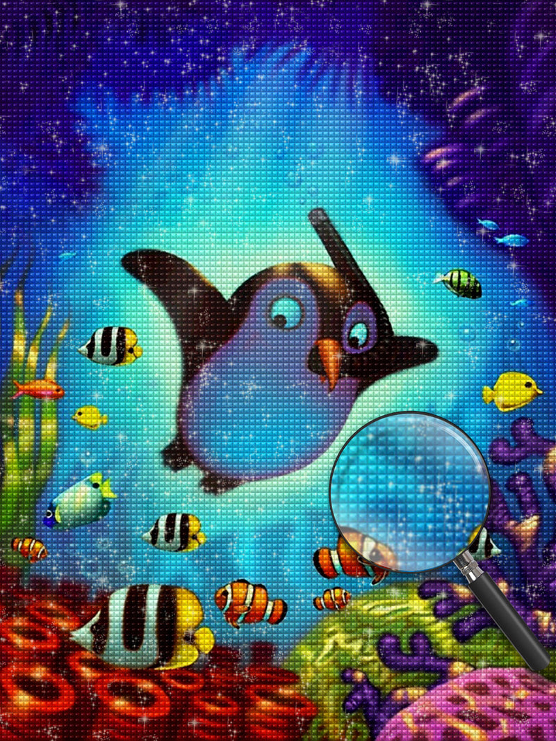 Pinguin und Fische im Meer Diamond Painting