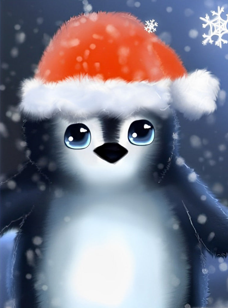 Pinguin mit Weihnachtsmütze Diamond Painting