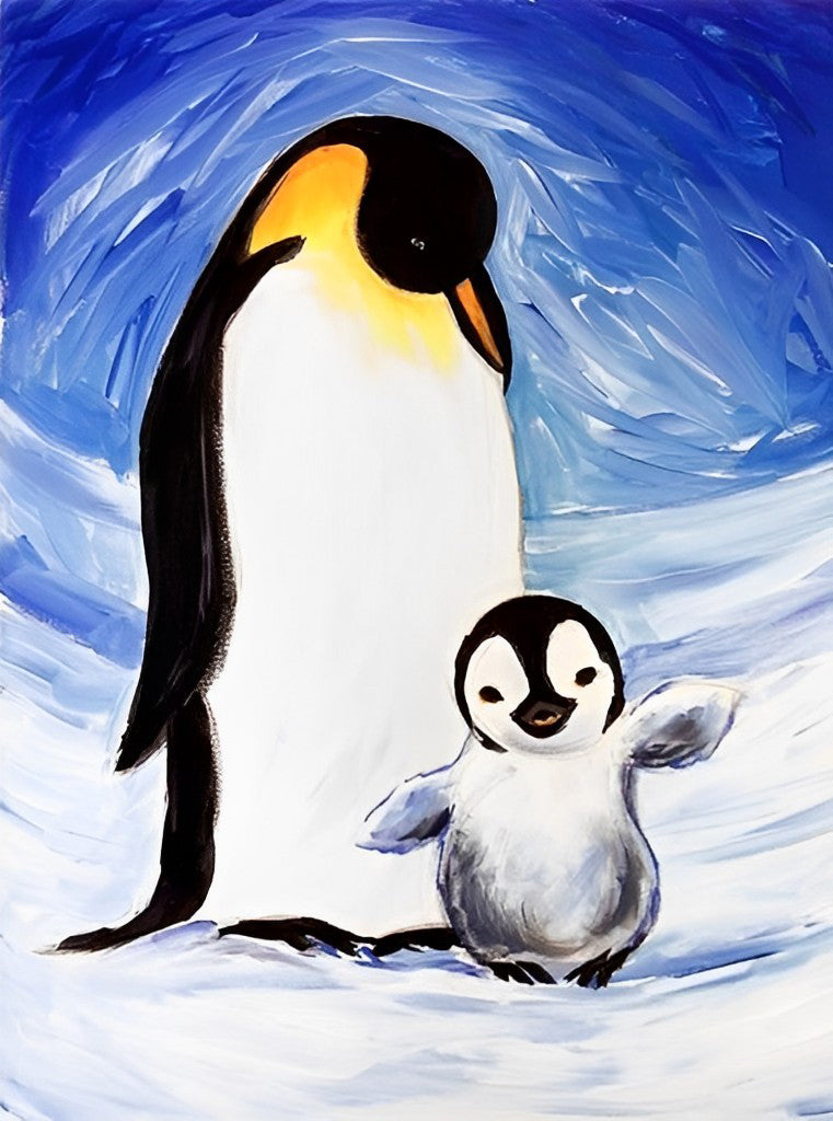 Pinguin-Vater und -Sohn Diamond Painting