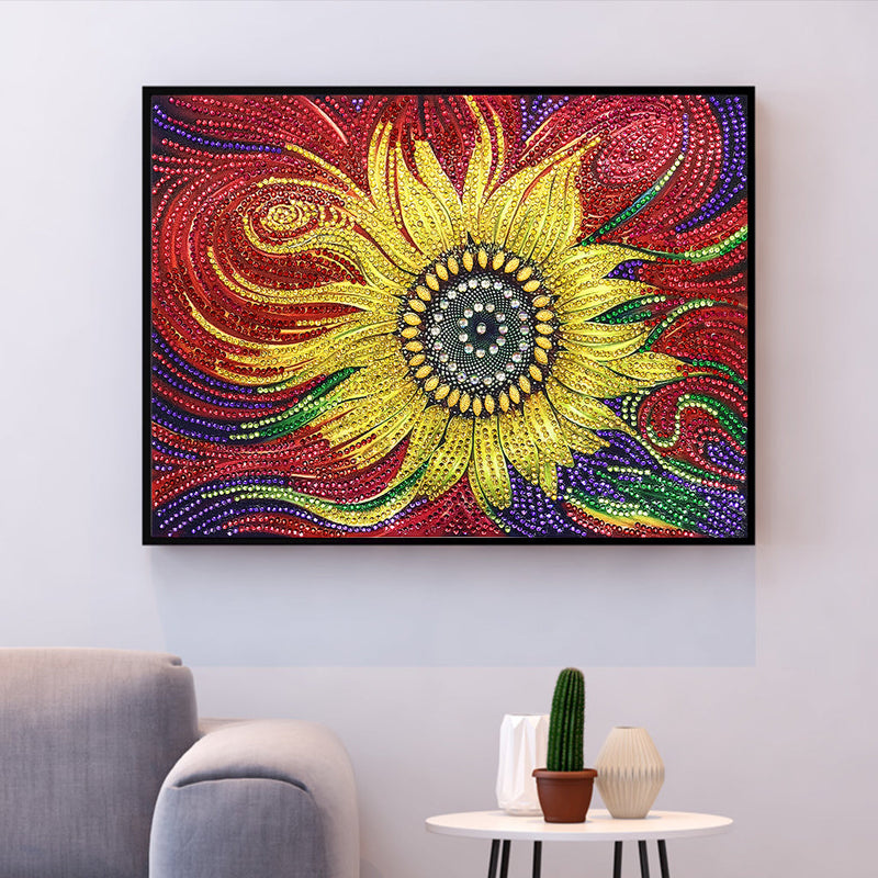 Abstrakte Sonnenblume, Speziell geformte Diamanten Diamond Painting