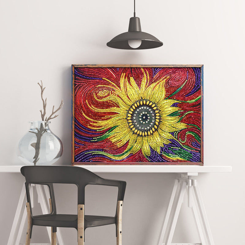 Abstrakte Sonnenblume, Speziell geformte Diamanten Diamond Painting