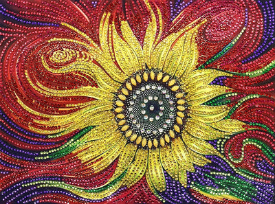 Abstrakte Sonnenblume, Speziell geformte Diamanten Diamond Painting