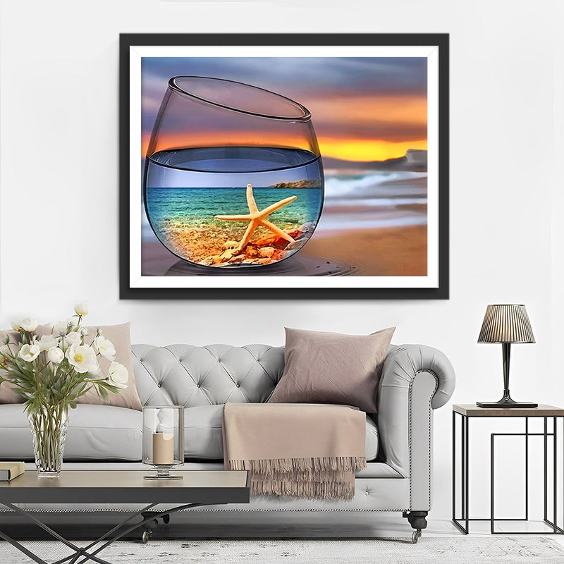 Seestern im Glas am Strand Diamond Painting