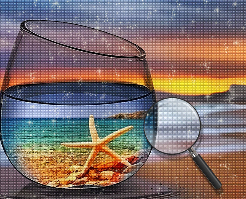 Seestern im Glas am Strand Diamond Painting