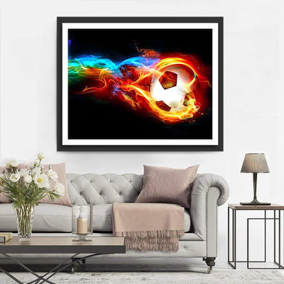 Fußball mit Flammen Diamond Painting