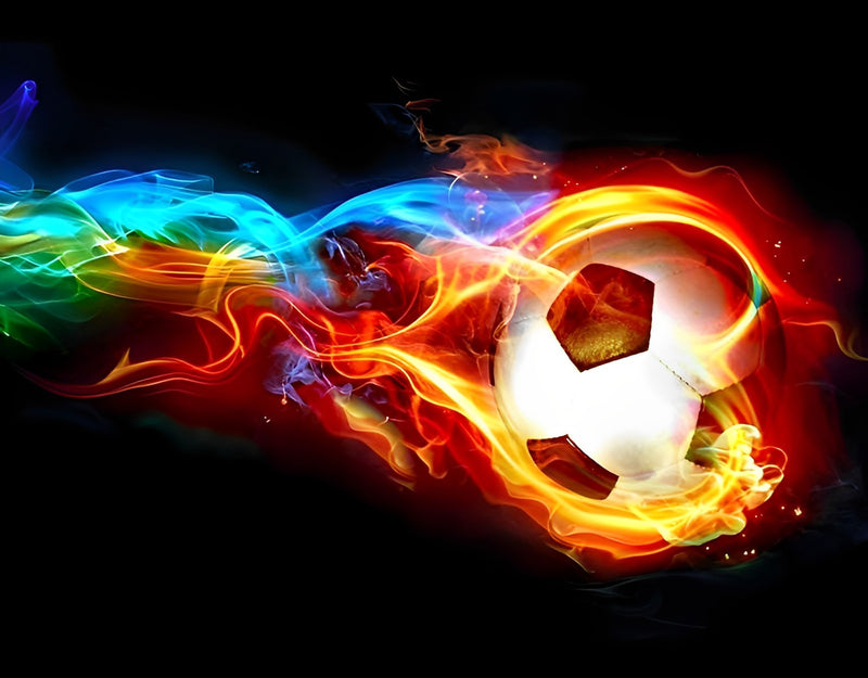 Fußball mit Flammen Diamond Painting