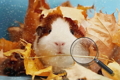 Hamster unter dürren Blättern Diamond Painting