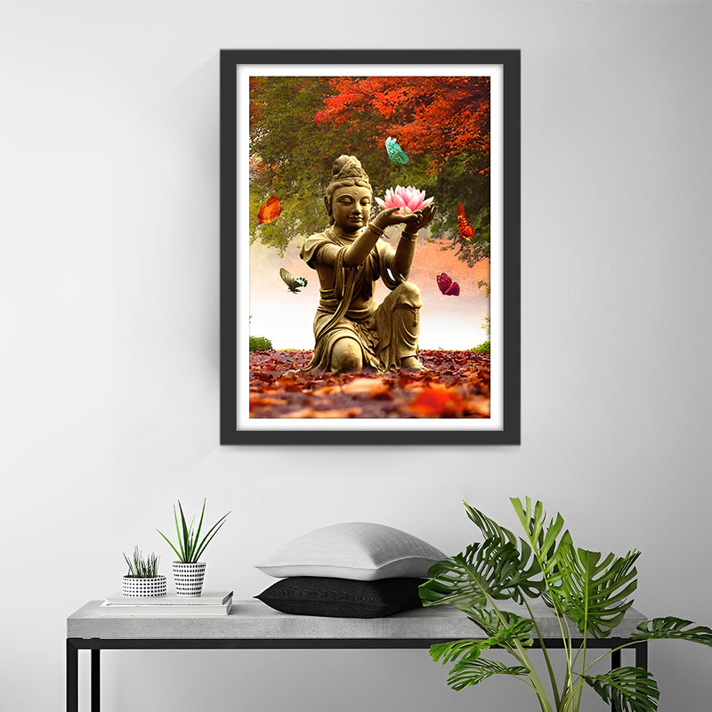 Buddha, Lotus und Schmetterlinge Diamond Painting