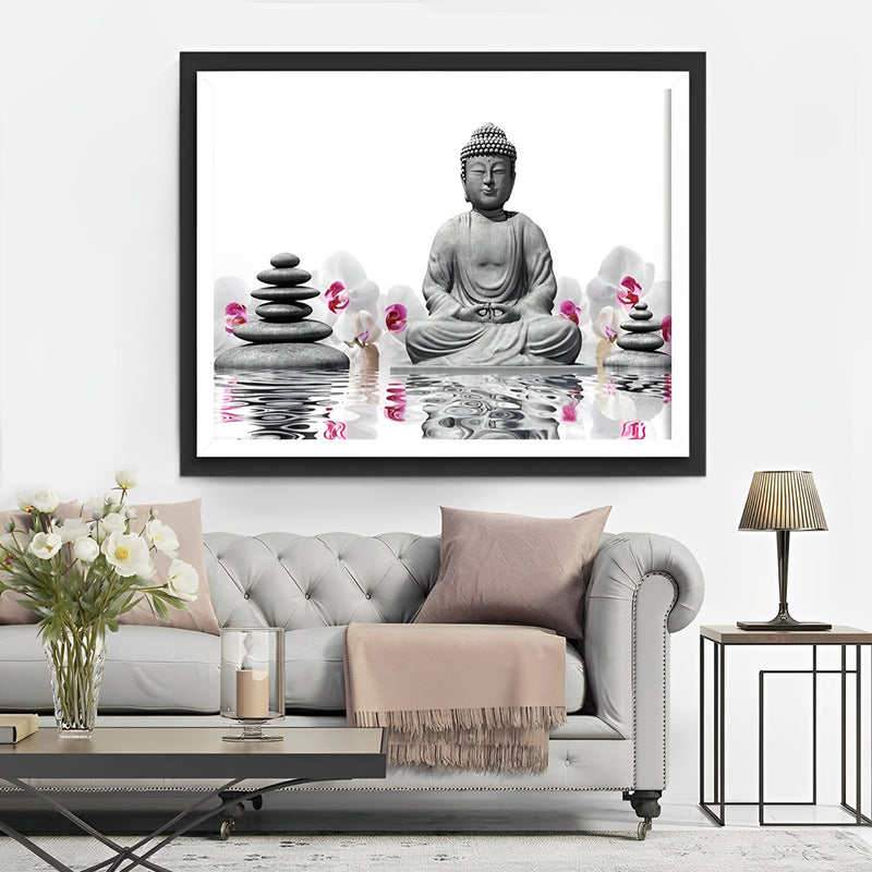 Meditierender Buddha im Wasser Diamond Painting