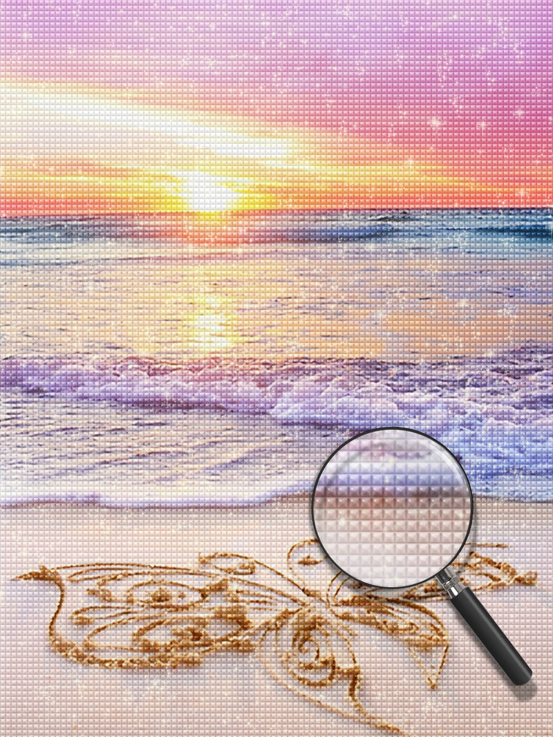 Schmetterling aus Sand am Strand Diamond Painting