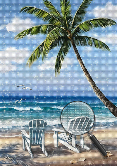 Kokospalme und Strand Diamond Painting