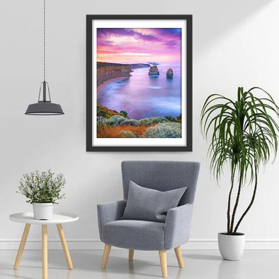 Bucht und lila Himmel Diamond Painting