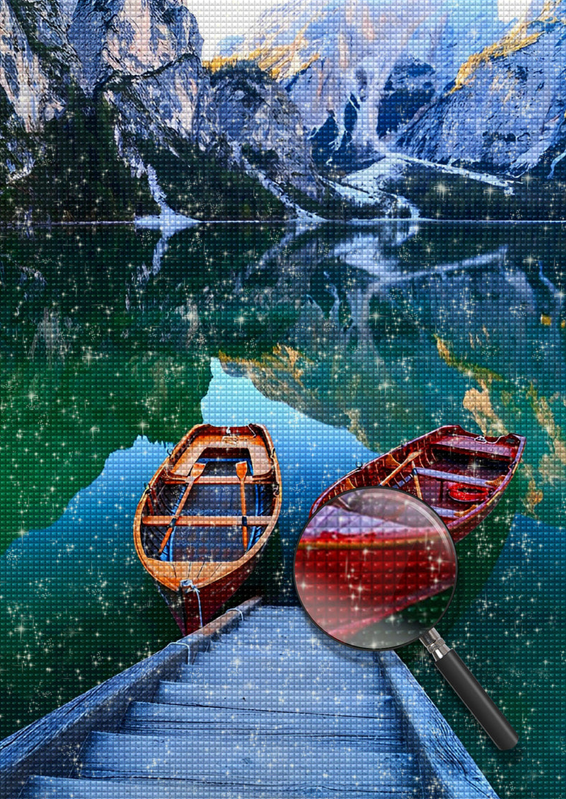 Boote im Pragser Wildsee Diamond Painting