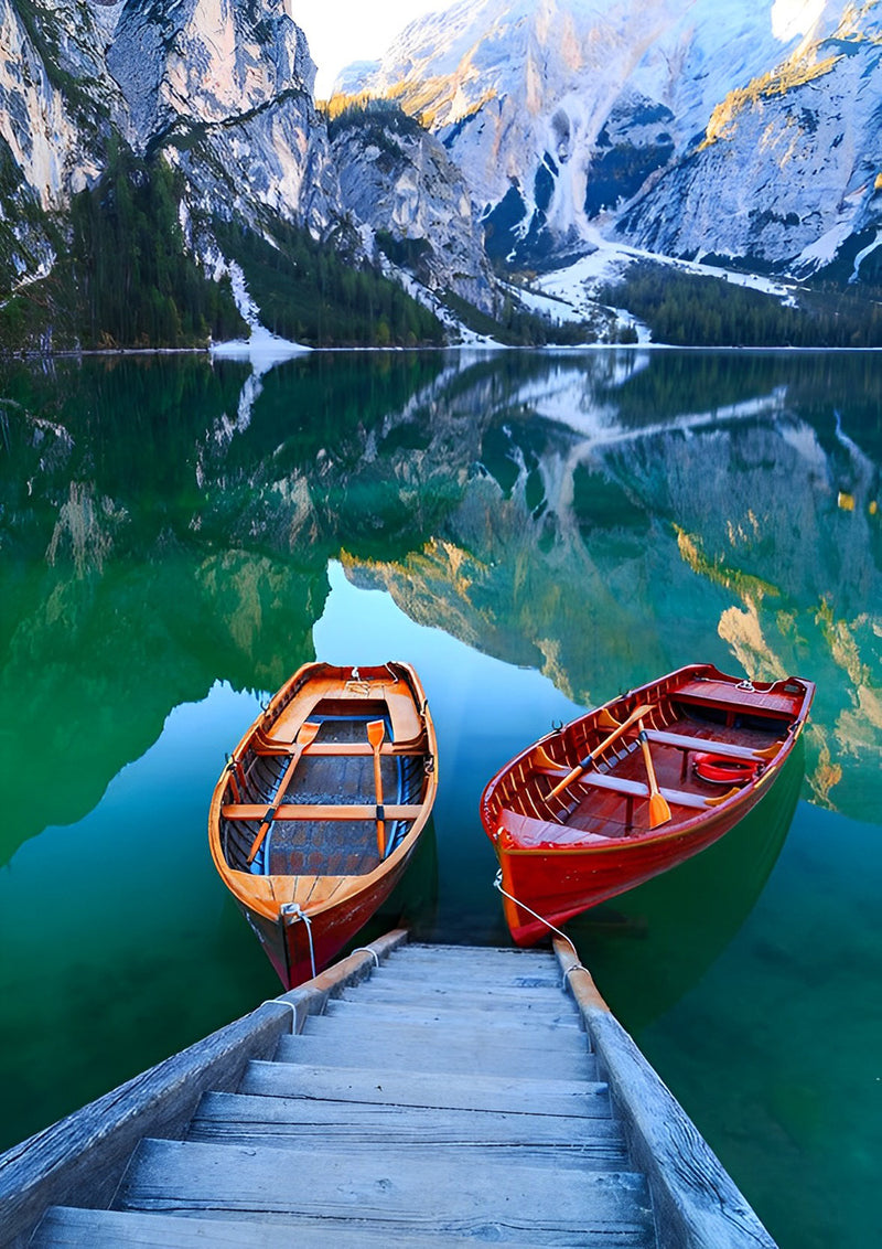 Boote im Pragser Wildsee Diamond Painting