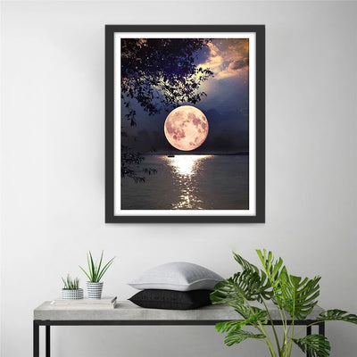 Mond Meer Baum Diamond Painting