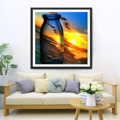 Abendsonne und Meer in der Flasche Diamond Painting