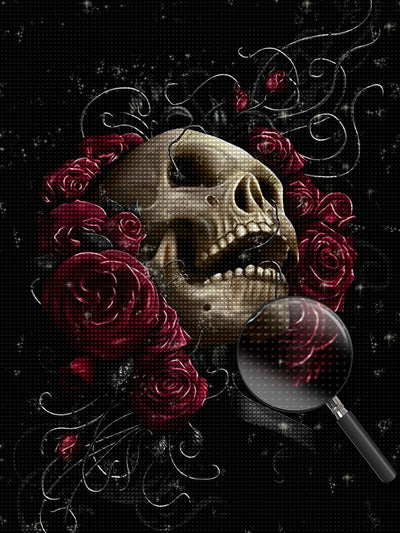 Totenkopf Rosen Diamond Painting