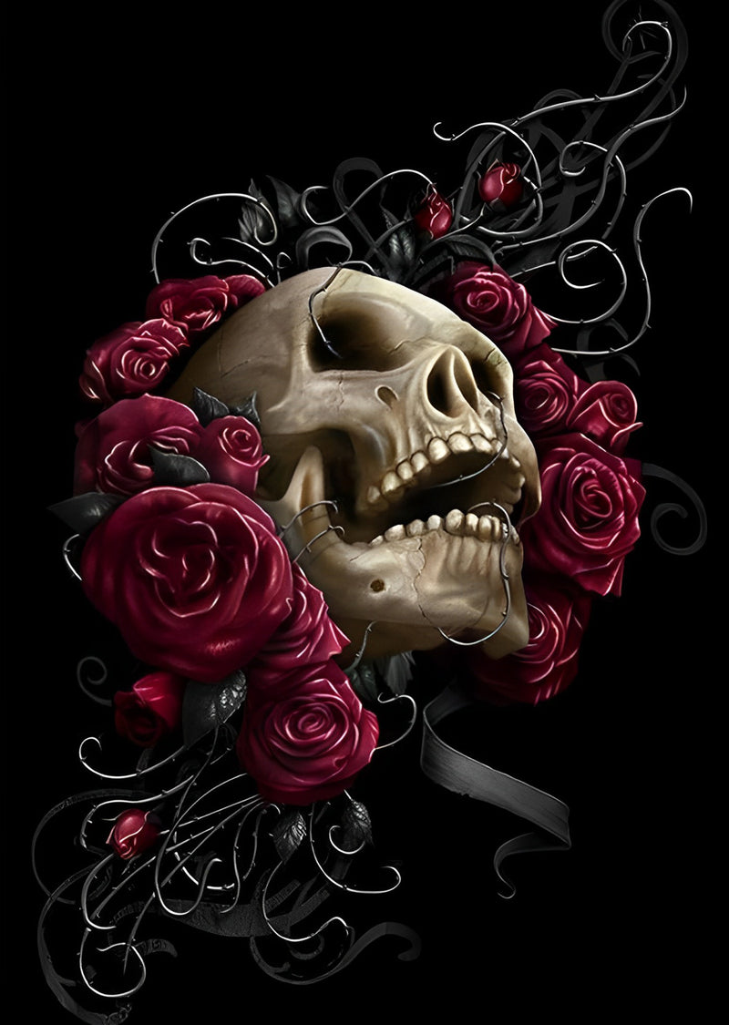 Totenkopf Rosen Diamond Painting