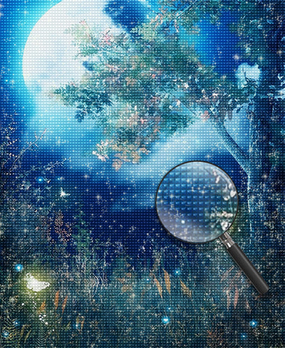 Vollmond Wald Diamond Painting