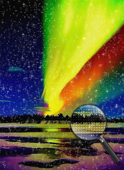 Orangefarbene Aurora und Schnee Diamond Painting