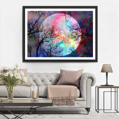 Vollmond und Baum-Schatten Diamond Painting