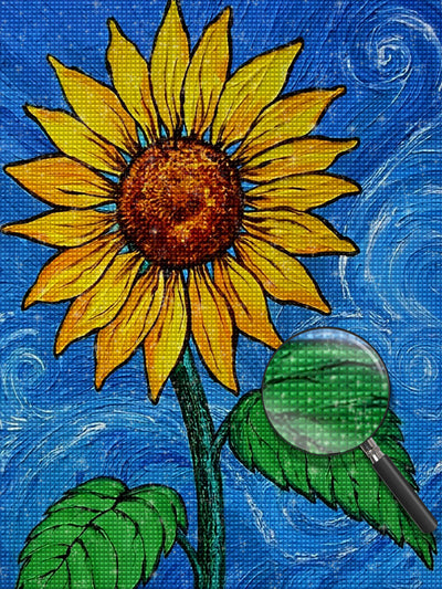 Sonnenblume und blauer Hintergrund Diamond Painting