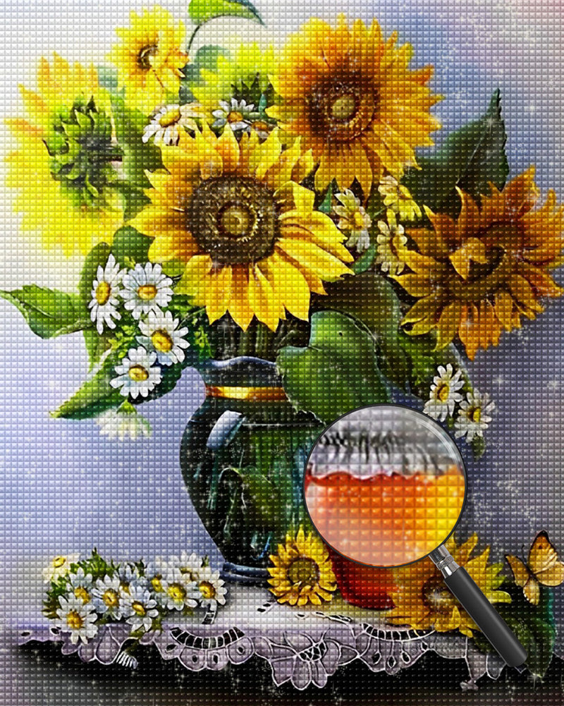 Sonnenblumen, Schmetterling und Honig Diamond Painting