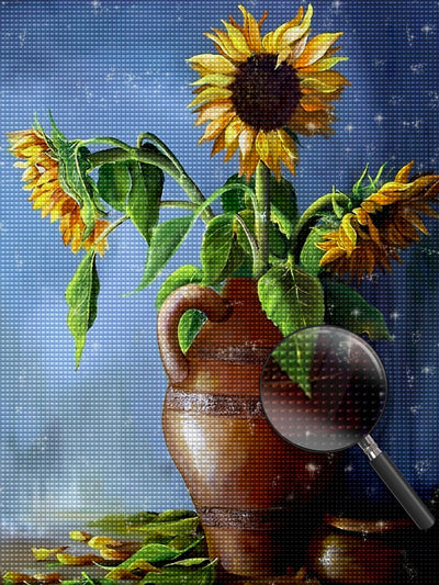 Sonnenblumen in der Vase Diamond Painting