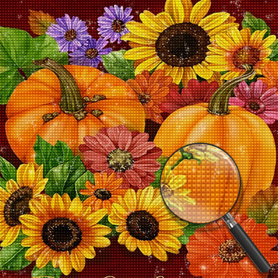 Sonnenblumen und Kürbisse Diamond Painting