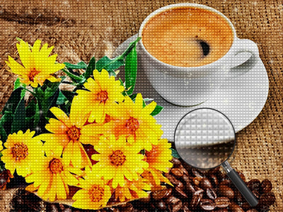 Sonnenblumen und Kaffee Diamond Painting