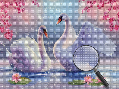 Weiße Schwäne auf dem See Diamond Painting